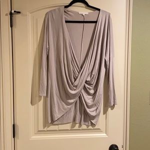 Blush Noir plunging neckline blouse